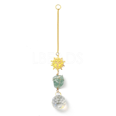 Wire Wrapped Nuggets Natural Fluorite Pendant Decorations HJEW-C008-03E-G-1
