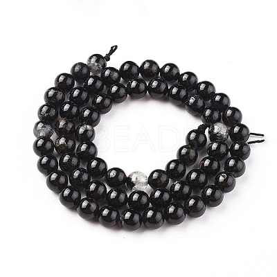 Natural Black Tourmaline Beads Strands G-F666-05-6mm-1