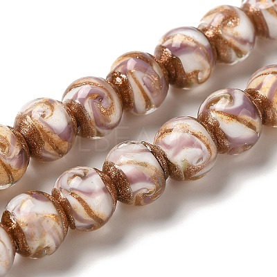Gold Sand Lampwork Beads Strands LAMP-E036-06A-1