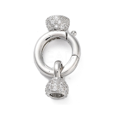Rack Plating Brass Micro Pave Cubic Zirconia Fold Over Clasps ZIRC-P117-02A-P-1