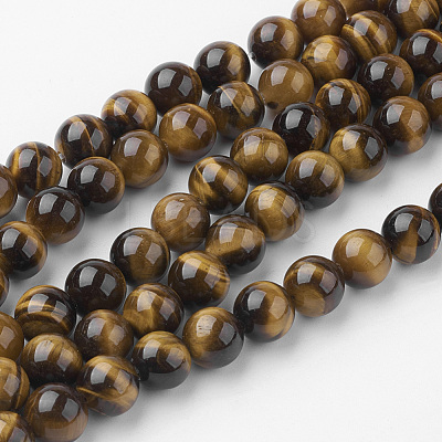 Natural Yellow Tiger Eye Bead Strands G-G735-71-8mm-A-1