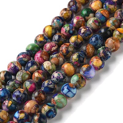 Natural Imperial Jasper Beads Strands G-I122-8mm-28-1