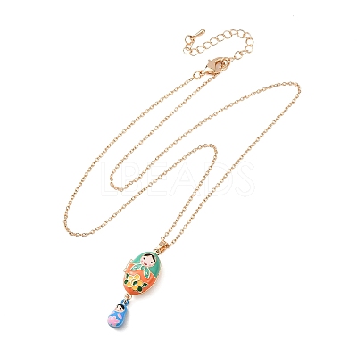 Magnetic Brass Enamel Egg with Girls Locket Pendant Necklaces for Women KK-CBAF5B9-02G-01-1