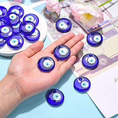 Handmade Lampwork Evil Eye Pendants X-LAMP-E106-02A-1