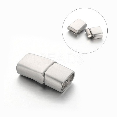 Tarnish Resistant Rectangle 304 Stainless Steel Matte Surface Magnetic Clasps with Glue-in Ends STAS-M195-06-1