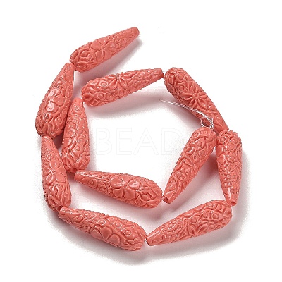 Synthetic Coral Carved Beads Strands CORA-C003-09A-03-1