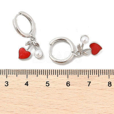 Heart Brass ABS Imitation Pearl Hoop Earrings EJEW-M077-18P-1