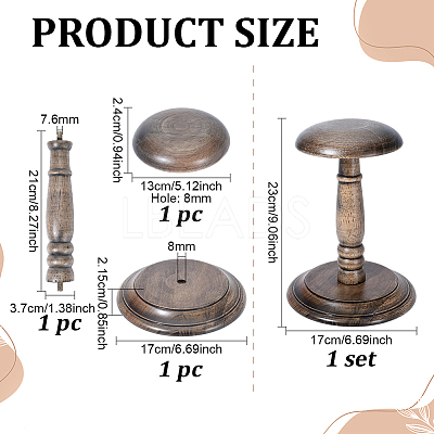 Wood Dome Shaped Stem Hat Rack AJEW-WH0609-778B-1