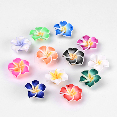 Handmade Polymer Clay 3D Flower Plumeria Beads X-CLAY-Q192-20mm-M-1