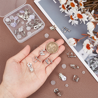 32Pcs 4 Style Brass Clip-on Earring Converters Findings KK-SP0001-28P-1
