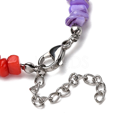 Chakra Dyed Natural Freshwater Shell Beaded Bracelets for Women BJEW-JB12476-1