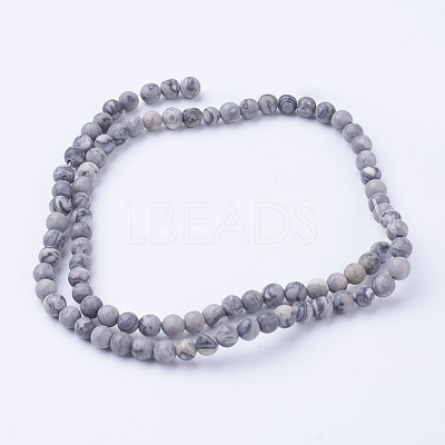 Natural Map Stone/Picasso Stone/Picasso Jasper Bead Strands G-G735-27F-4mm-1
