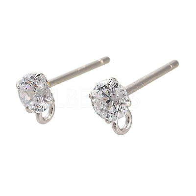 Rhodium Plated 925 Sterling Silver Ear Stud Findings STER-F058-01P-07-1