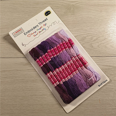 12 Skeins 12 Colors 6-Ply Polycotton(Polyester Cotton) Embroidery Floss PW22063098415-1