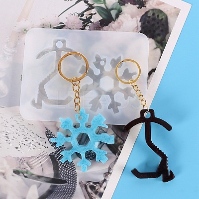Key & Snowflake Shape DIY Pendant Silicone Molds DIY-F114-17-1