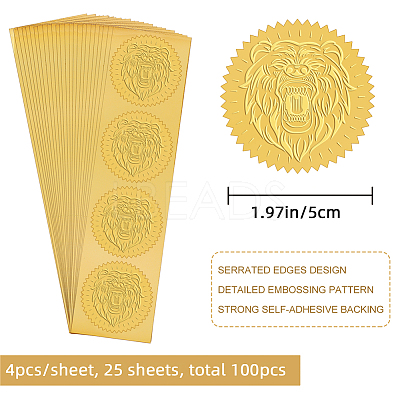 Plastic Self Adhesive Gold Foil Embossed Stickers DIY-WH0211-315-1