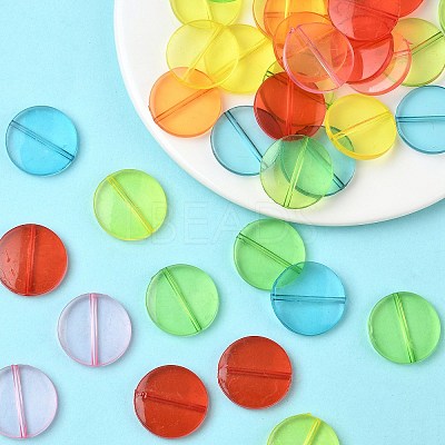 Flat Round Transparent Acrylic Beads MACR-R546-26-1