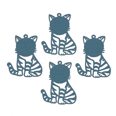 430 Stainless Steel Kitten Pendants STAS-S108-18A-1