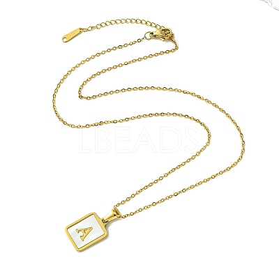 Ion Plating(IP) Rectangle with Initial Letter 304 Stainless Steel Pendant Necklace NJEW-R265-04G-A-1