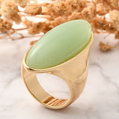Resin Horse Eye Finger Rings RJEW-R006-01G-04-1