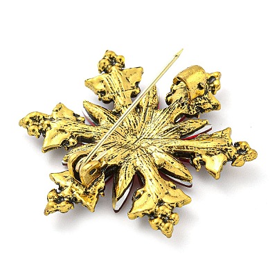 Christmas Theme Golden Zinc Alloy with Rhinestone Brooches JEWB-B018-01AG-07-1