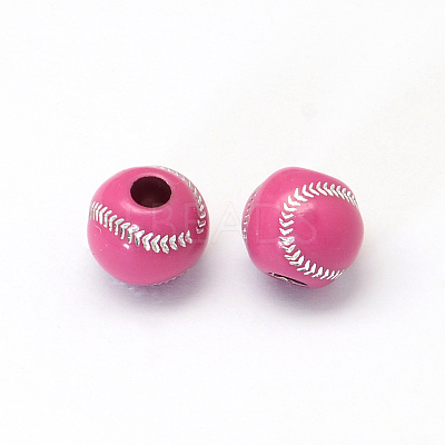 Baseball Plating Acrylic Beads SACR-R886-01-1