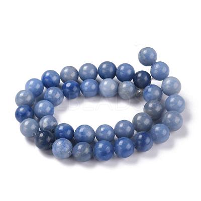 Round Dyed & Heated Natural Blue Aventurine Beads Strands G-R254-10mm-1