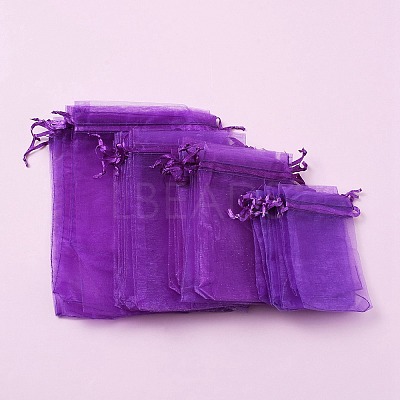 30Pcs 4 Styles Rectangle Organza Bags Jewellery Storage Pouches Wedding Favour Party Mesh Drawstring Gift OP-FS0001-01E-1
