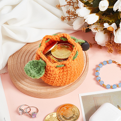 1Pc Tangerine Woolen Crochet Wallets AJEW-NB0005-93-1