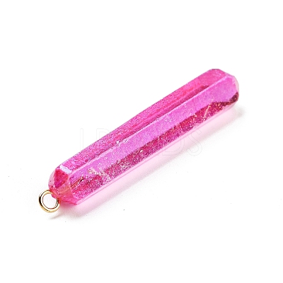 Electroplated Natural Quartz Pendants G-P315-B01-05G-1