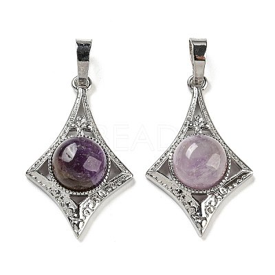 Natural Amethyst Pendants G-P517-03P-03-1