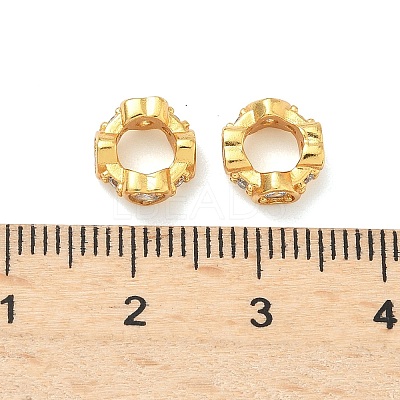 Brass Micro Pave Cubic Zirconia Rondelle European Beads KK-H532-33G-1
