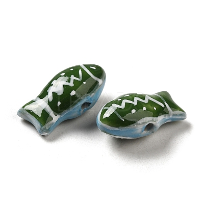 Handmade Printed Porcelain Beads PORC-E015-17J-1