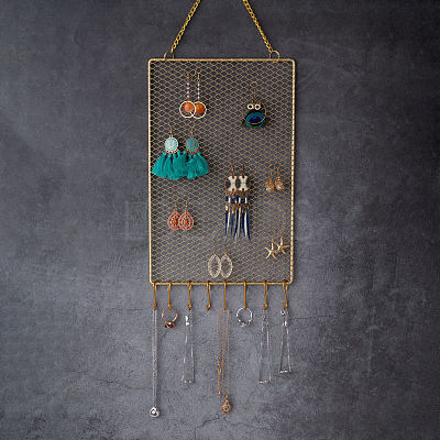 Rectangle Metal Jewelry Display Mesh Hanging Rack PAAG-PW0010-004B-1