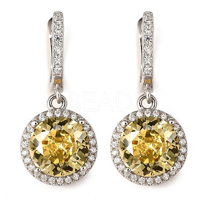 925 Sterling Silver Micro Pave Cubic Zirconia Dangle Hoop Earrings EJEW-F371-01B-02-1