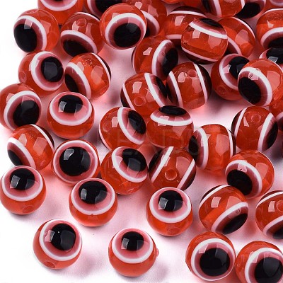 Round Evil Eye Resin Beads RESI-R159-12mm-05-1