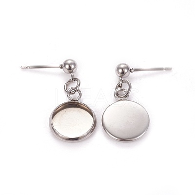 Tarnish Resistant 304 Stainless Steel Stud Earring Settings STAS-L226-019H-P-1