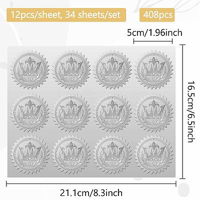 34 Sheets Silver Foil Embossed PET Picture Sticker DIY-WH0528-005-1