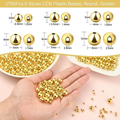 2700Pcs 6 Styles CCB Plastic Beads KY-CJ0001-57-1