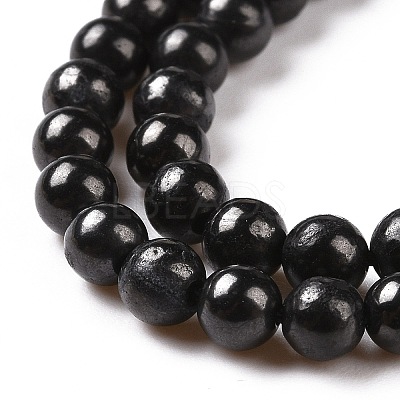 Natural Shungite Beads Strands G-D481-15B-4MM-1