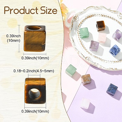 12Pcs 6 Styles Natural Indian Agate & Rose Quartz & Tiger Eye & Amethyst & Green Aventurine & Sodalite European Beads G-CJ0001-84-1