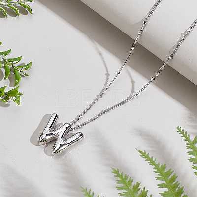 1pc Brass Chain with Alloy Letter Pendants Necklaces NJEW-LP0001-41W-P-1