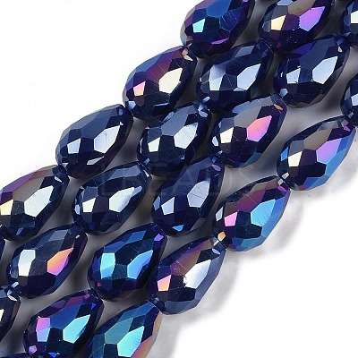 Opaque Solid Color Electroplate Glass Beads Strands EGLA-N013-P6mm-B03-1