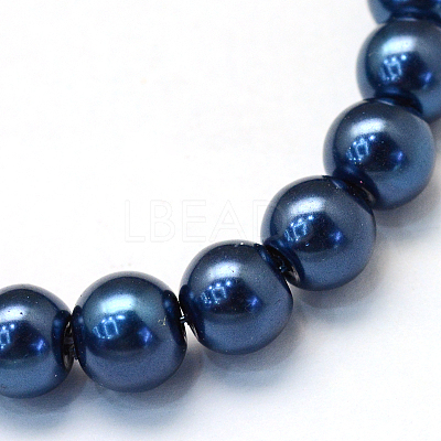 Baking Paint Pearlized Glass Pearl Round Bead Strands X-HY-Q003-6mm-15-1