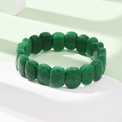 Dyed Natural White Jade Beaded Stretch Bracelets for Unisex G-K303-01K-03-1