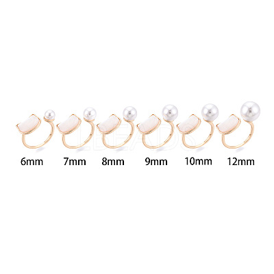 Cat Shape Brass Shell Cuff Ring Settings KK-T076-65G-1