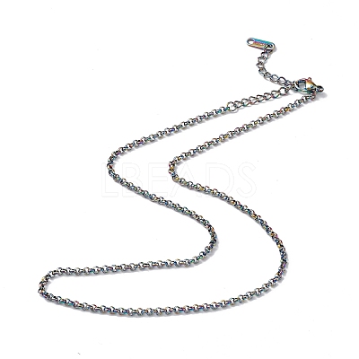 Ion Plating(IP) 304 Stainless Steel Rolo Chain Necklace for Men Women NJEW-K245-022D-1