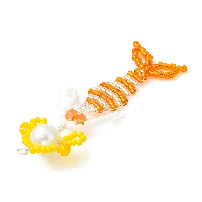 Copper Wire Wrapperd Glass Seed Beads Big Pendants PALLOY-MZ01442-02-1