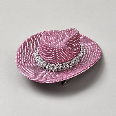 Imitation PU Leather with Rhinestones and Iron Alligator Hair Clips AJEW-WH0609-464A-1