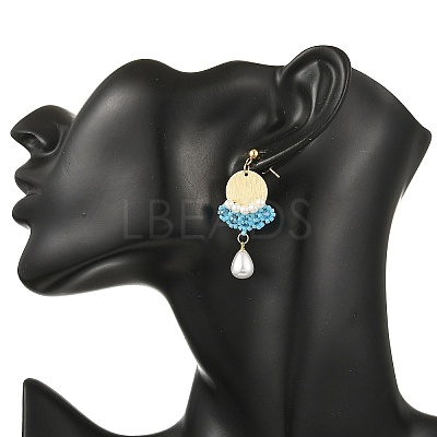 Brass Glass Seed Bead Chandelier Earrings EJEW-MZ00762-01-1